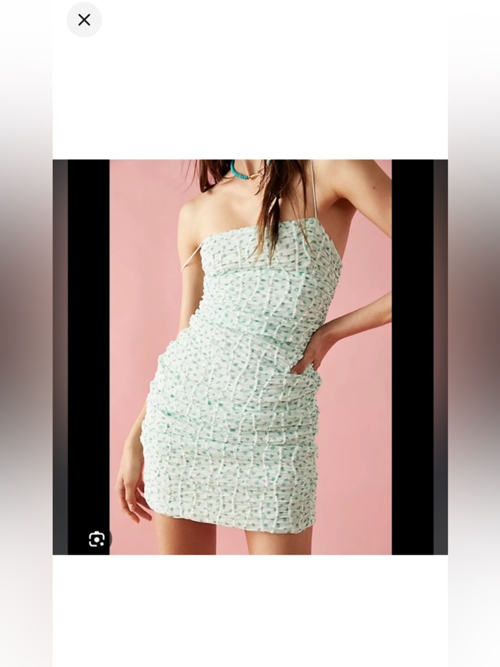 NWT XL For Love & Lemons Strapless Ruched Mini Dress in Mint